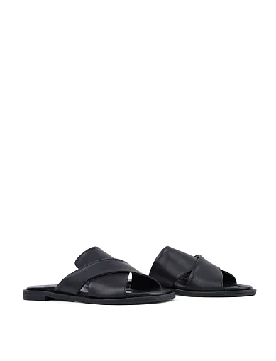 Женские шлепанцы Attizzare кожаные черные - фото 4 - Miraton