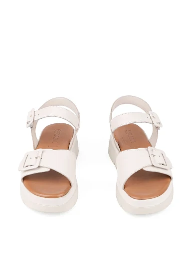 Жіночі сандалі Sekada шкіряні рисового кольору (49325) - фото 2 - Miraton