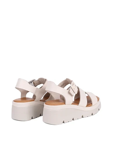 Женские босоножки Sekada кожаные рисового цвета - фото 4 - Miraton