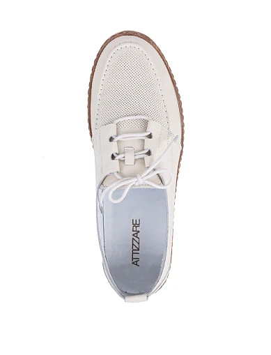 Женские слипоны Attizzare кожаные рисового цвета - фото 5 - Miraton