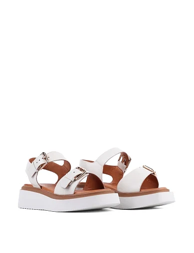 Женские сандалии Attizzare кожаные рисового цвета - фото 3 - Miraton