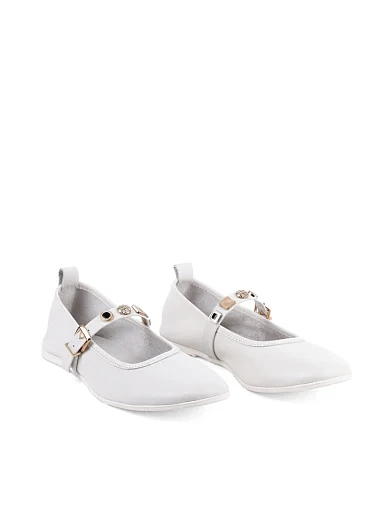 Женские балетки Attizzare кожаные рисового цвета - фото 3 - Miraton