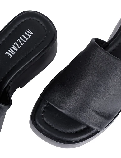 Женские шлепанцы Attizzare кожаные черные - фото 5 - Miraton