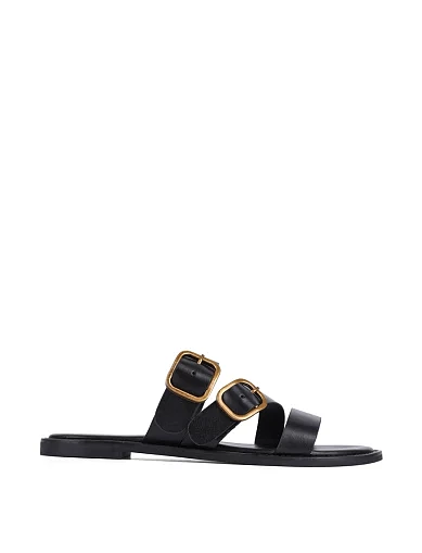 Женские шлепанцы Attizzare кожаные черные - фото 1 - Miraton