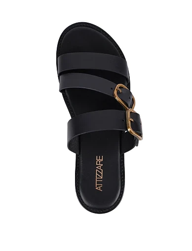 Женские шлепанцы Attizzare кожаные черные - фото 5 - Miraton