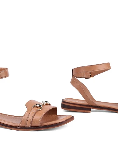 Женские сандалии Attizzare кожаные бежевые - фото 2 - Miraton