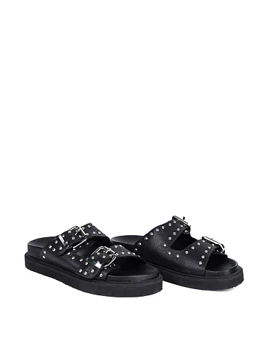 Женские шлепанцы Attizzare кожаные черные - фото 4 - Miraton