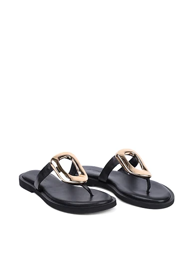 Женские шлепанцы Attizzare кожаные черные - фото 3 - Miraton