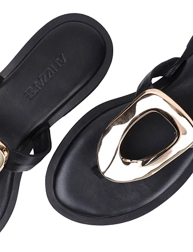 Женские шлепанцы Attizzare кожаные черные - фото 5 - Miraton