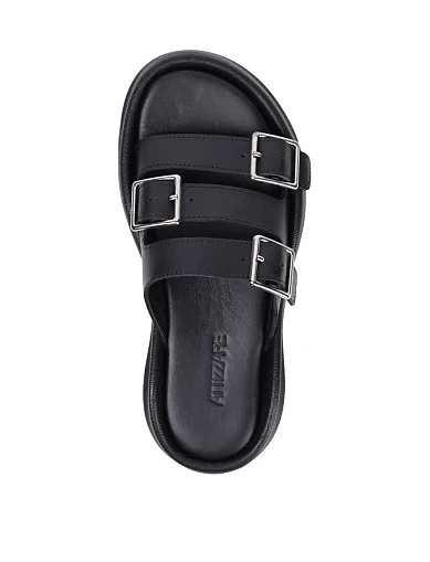 Женские шлепанцы Attizzare кожаные черные - фото 2 - Miraton
