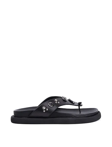 Женские шлепанцы Attizzare кожаные черные - фото 1 - Miraton