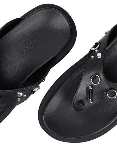 Женские шлепанцы Attizzare кожаные черные - фото 5 - Miraton