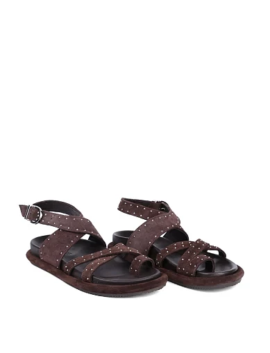 Женские сандалии Attizzare замшевые коричневые - фото 3 - Miraton