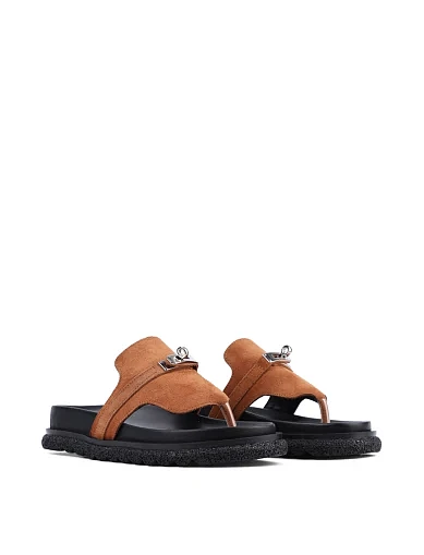 Жіночі шльопанці Attizzare замшеві коричневі (414-25-046) - фото 3 - Miraton