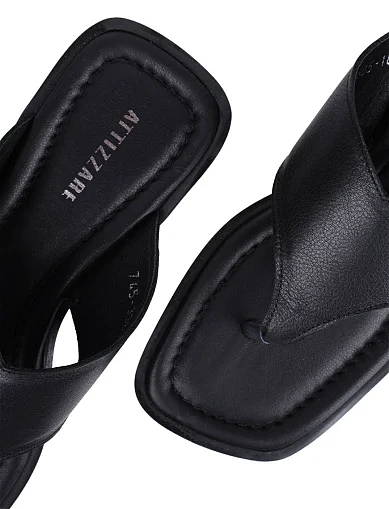 Женские шлепанцы Attizzare кожаные черные - фото 5 - Miraton
