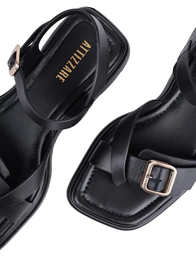 Женские сандалии Attizzare кожаные черные - фото 5 - Miraton