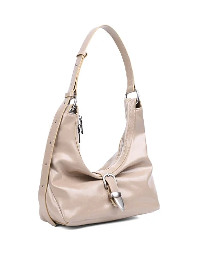 Жіноча сумка хобо MIRATON шкіряна бежева(990131-1) - фото 2 - Miraton