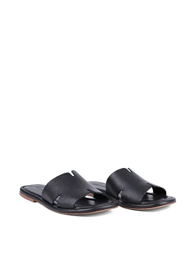 Женские шлепанцы Attizzare кожаные черные - фото 3 - Miraton