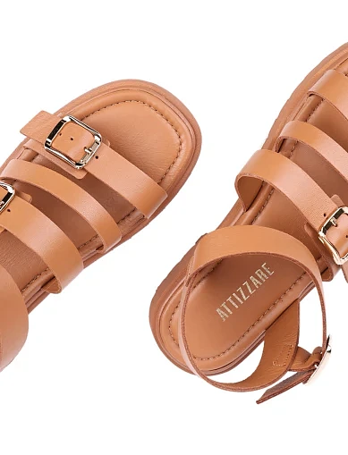 Жіночі сандалі Attizzare шкіряні коричневі (M-596) - фото 5 - Miraton