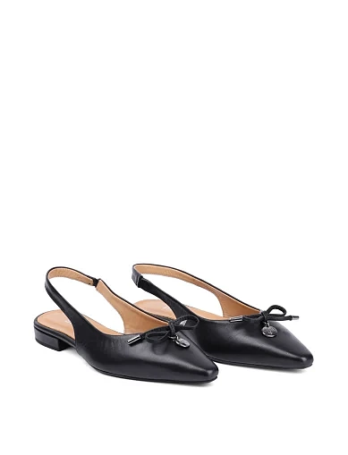 Женские балетки слингбеки Attizzare кожаные черные - фото 3 - Miraton