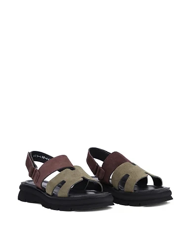 Женские сандалии Attizzare велюровые коричневые - фото 3 - Miraton