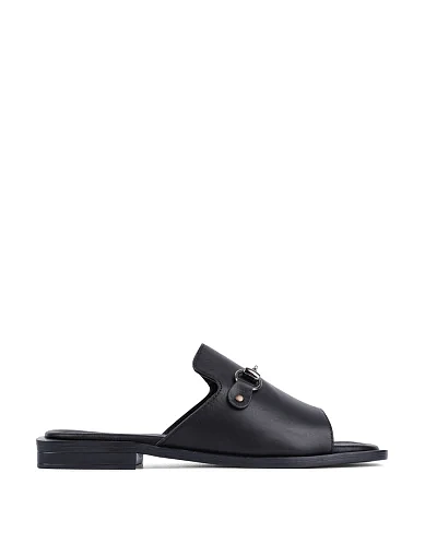 Женские шлепанцы Attizzare кожаные черные - фото 2 - Miraton