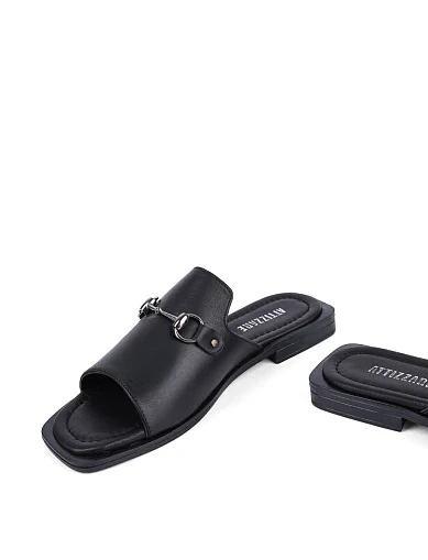 Женские шлепанцы Attizzare кожаные черные - фото 3 - Miraton