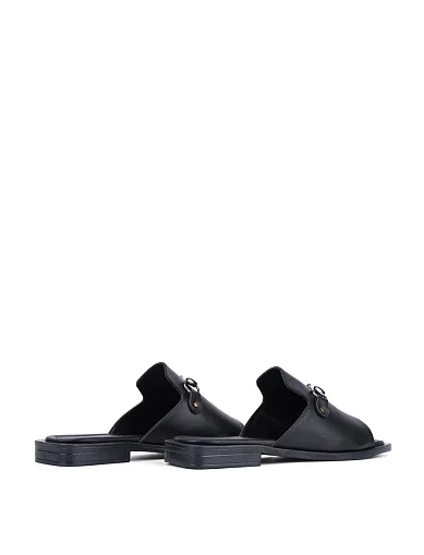 Женские шлепанцы Attizzare кожаные черные - фото 4 - Miraton