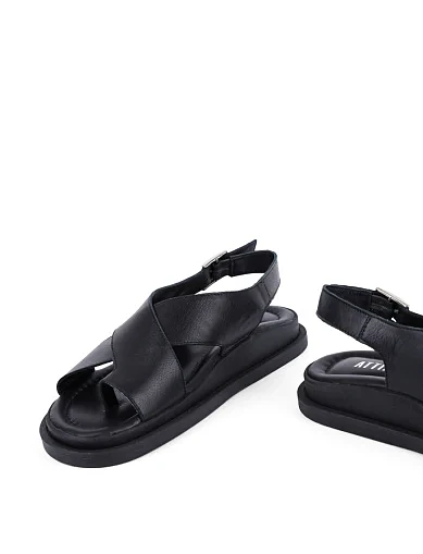 Женские сандалии Attizzare кожаные черные - фото 2 - Miraton