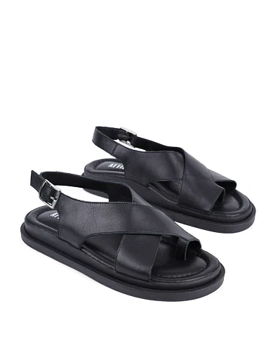 Женские сандалии Attizzare кожаные черные - фото 3 - Miraton