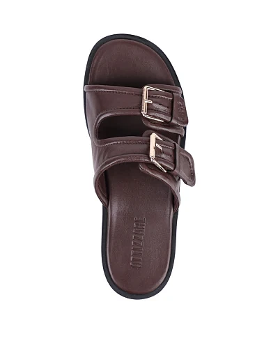 Женские шлепанцы Attizzare кожаные коричневые - фото 1 - Miraton