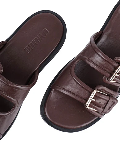 Женские шлепанцы Attizzare кожаные коричневые - фото 5 - Miraton