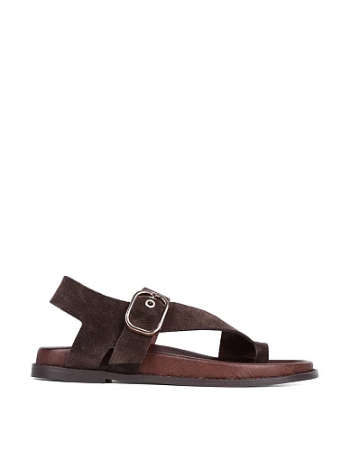 Женские сандалии INUOVO велюровые коричневые - фото 1 - Miraton