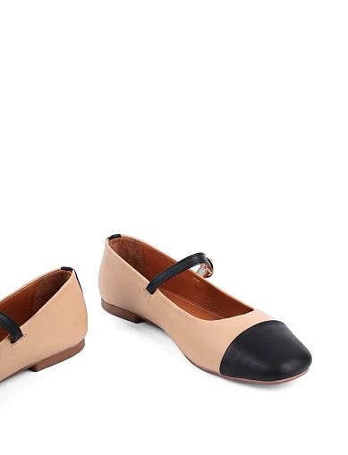 Женские балетки Attizzare кожаные бежевые - фото 2 - Miraton