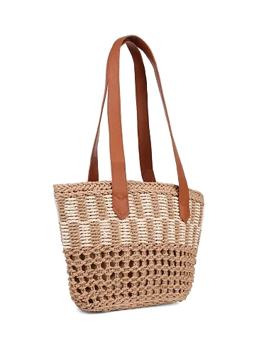 Жіноча сумка шопер MIRATON солом'яна бежева(А102) - фото 2 - Miraton