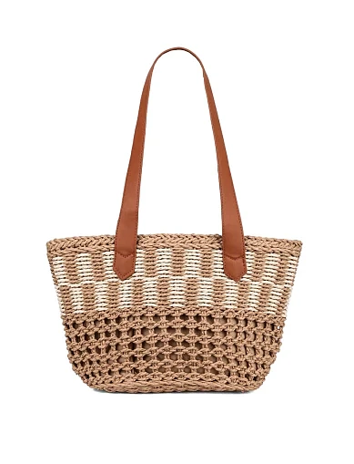 Жіноча сумка шопер MIRATON солом'яна бежева(А102) - фото 3 - Miraton