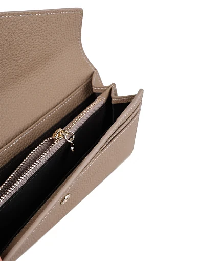 Женский кошелек-конверт кожаный бежевый - фото 4 - Miraton