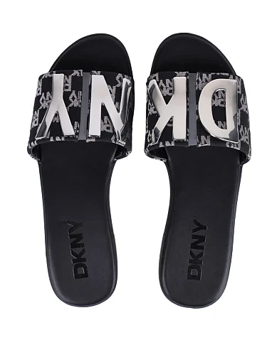 Женские шлепанцы DKNY тканевые черные - фото 2 - Miraton