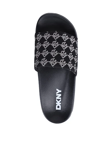 Женские шлепанцы DKNY тканевые черные - фото 2 - Miraton