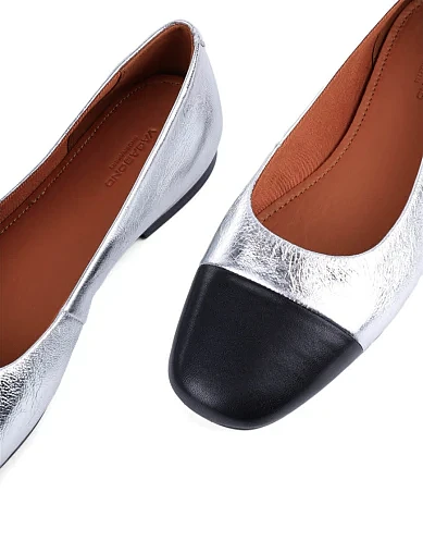 Женские балетки Vagabond кожаные серебряного цвета - фото 5 - Miraton