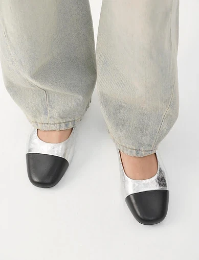 Женские балетки Vagabond кожаные серебряного цвета - фото 7 - Miraton