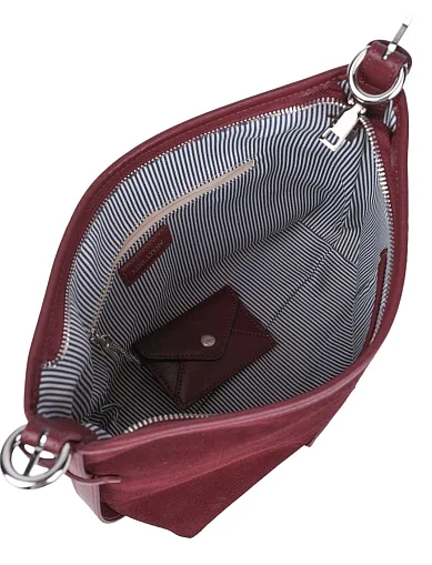 Женская сумка хобо MIRATON замшевая бордовая - фото 6 - Miraton