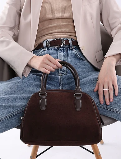 Женская сумка тоут MIRATON замшевая коричневая - фото 2 - Miraton