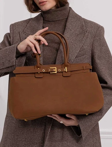 Жіноча сумка тоут MIRATON з нубуку кемел(7069-2) - фото 2 - Miraton