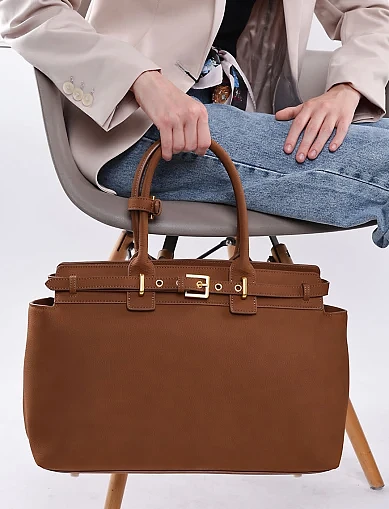 Жіноча сумка тоут MIRATON з нубуку кемел(7069-2) - фото 8 - Miraton