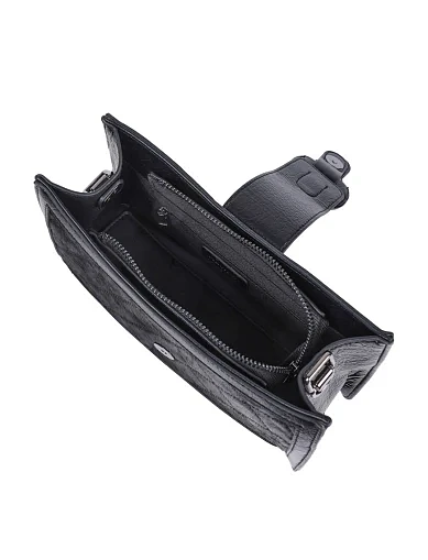 Женская сумка через плечо MIRATON кожаная черная - фото 6 - Miraton