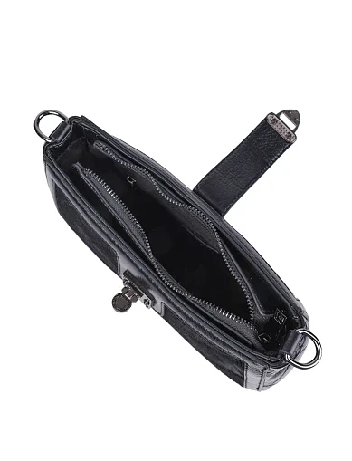 Женская сумка через плечо MIRATON кожаная черная - фото 4 - Miraton