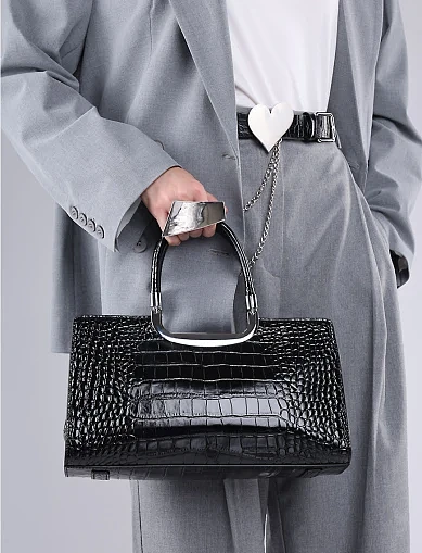 Жіноча сумка тоут MIRATON шкіряна чорна(8805А-1) - фото 2 - Miraton