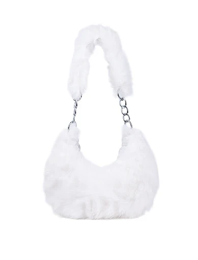 Женская сумка через плечо MIRATON из меха белая - фото 3 - Miraton