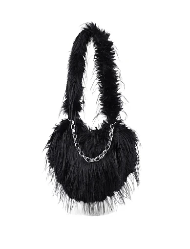Жіноча сумка через плече MIRATON з хутра чорна(903/1) - фото 1 - Miraton